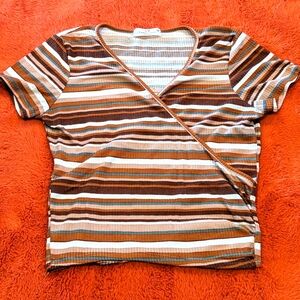 Stripped mid cross design shirt